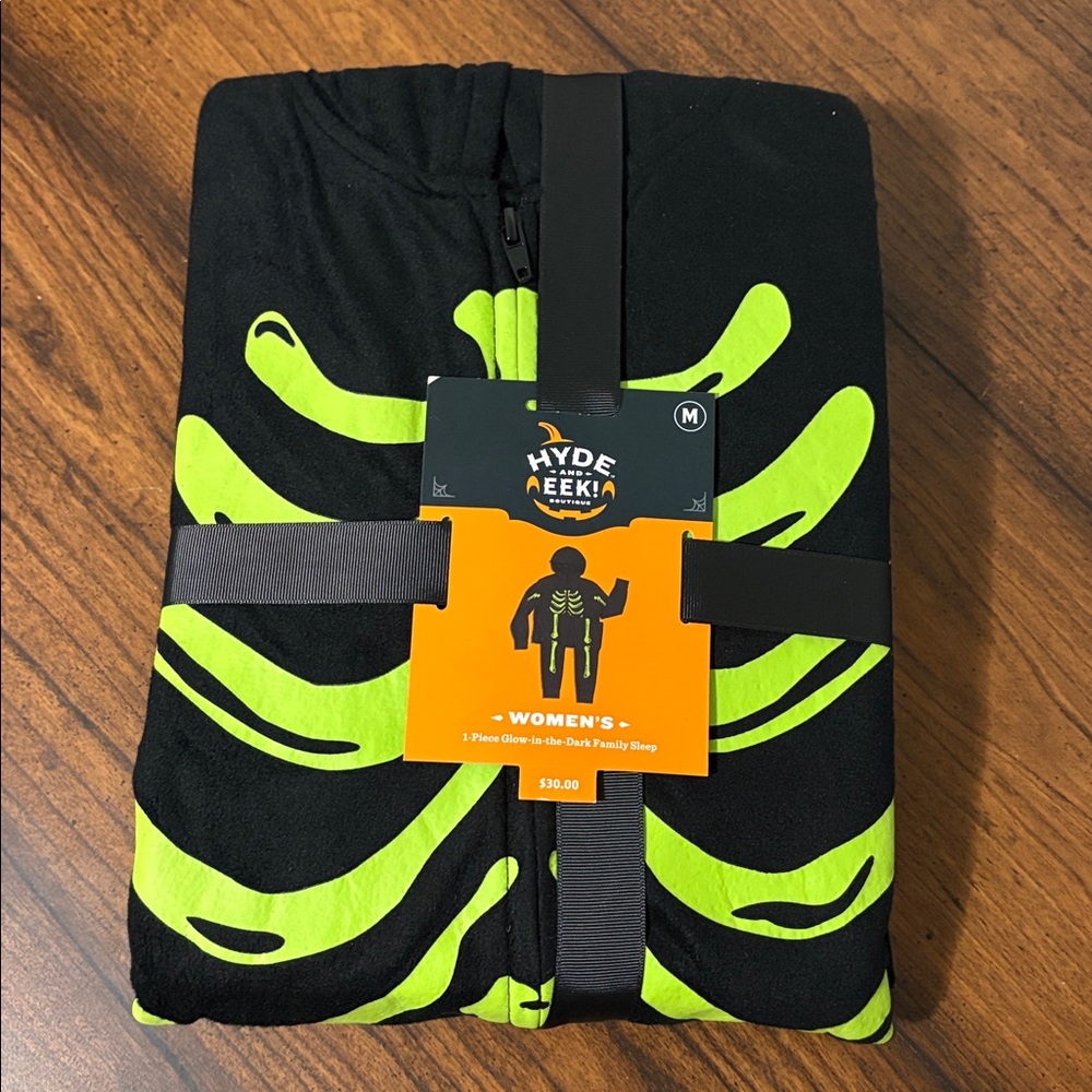 Glow in the Dark SkeletonOne Piece w/Zipper and Hood